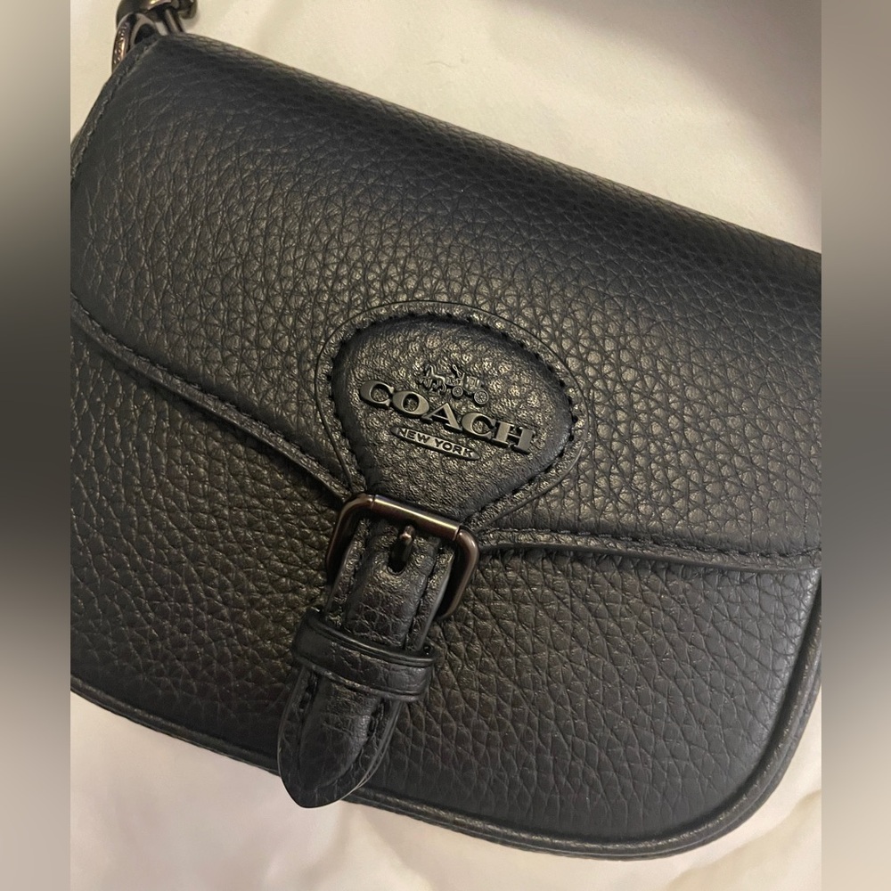 NWT COACH AMELIA SMALL SADDLE BAG BLACK/BLACK COPPER